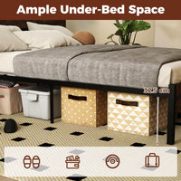 Bed Frame with LED Lights Industrial Platform Bed with Storage Headboard