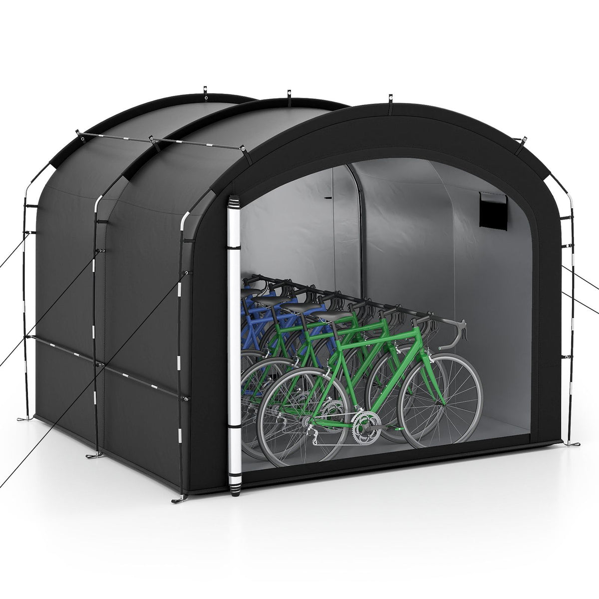 Bike Storage Shed Tent with Waterproof Silver Coated Fabric for 8 Bicycles