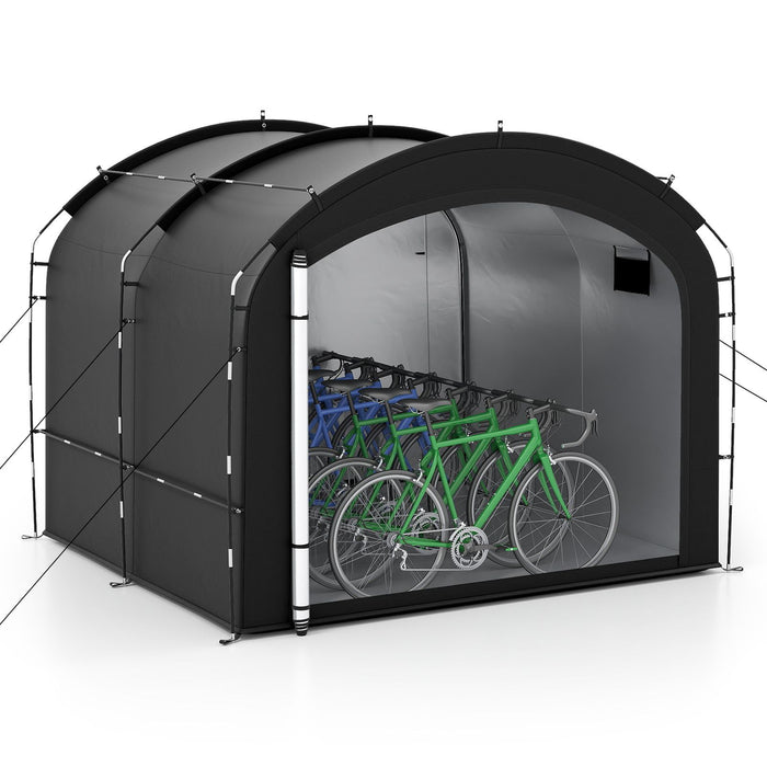 Bike Storage Shed Tent with Waterproof Silver Coated Fabric for 8 Bicycles