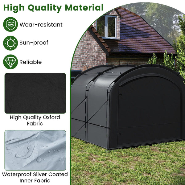 Bike Storage Shed Tent with Waterproof Silver Coated Fabric for 8 Bicycles
