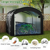 Bike Storage Shed Tent with Waterproof Silver Coated Fabric for 8 Bicycles