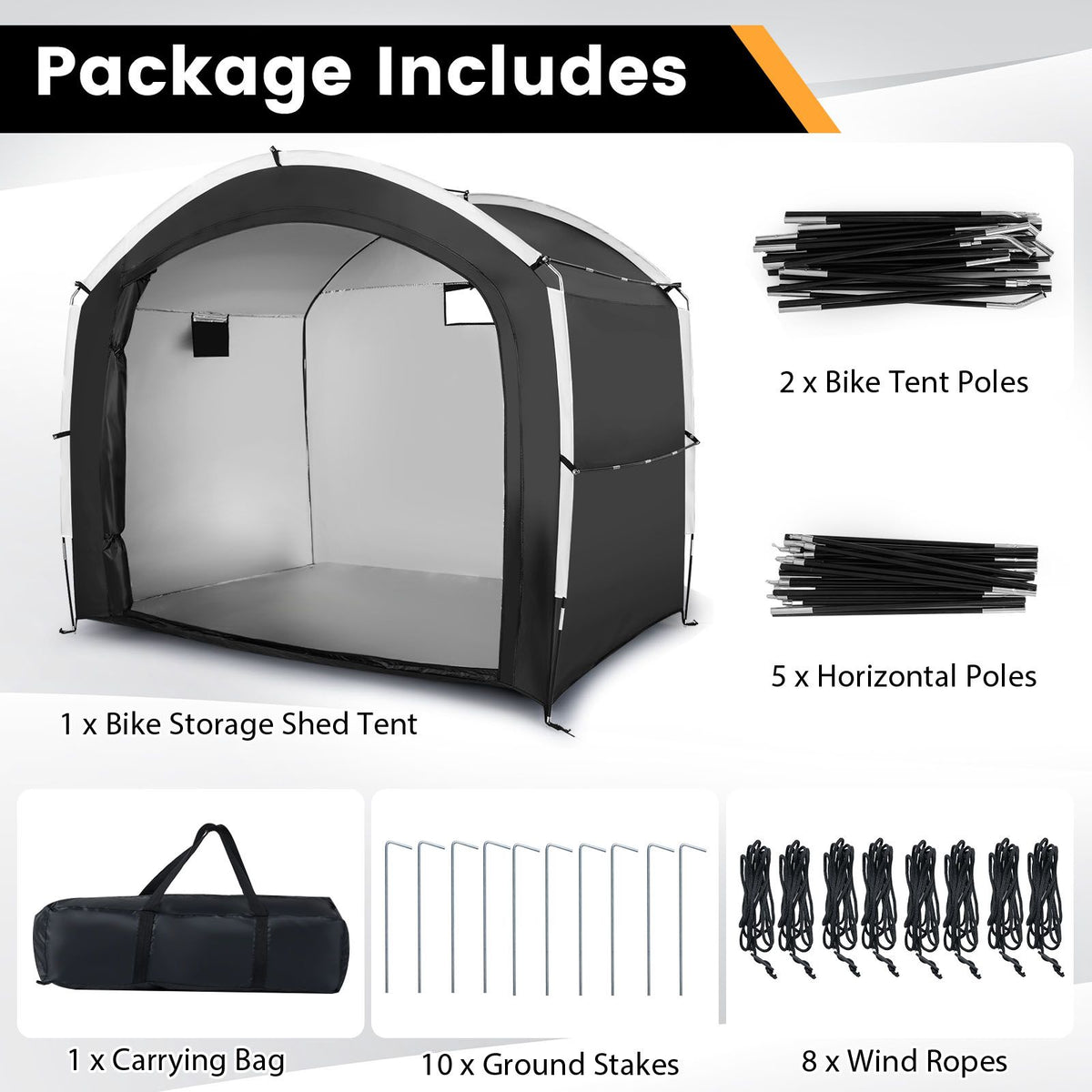 Bike Storage Shed Tent with PU4000MM Waterproof 210D Oxford Fabric for 5 Bikes