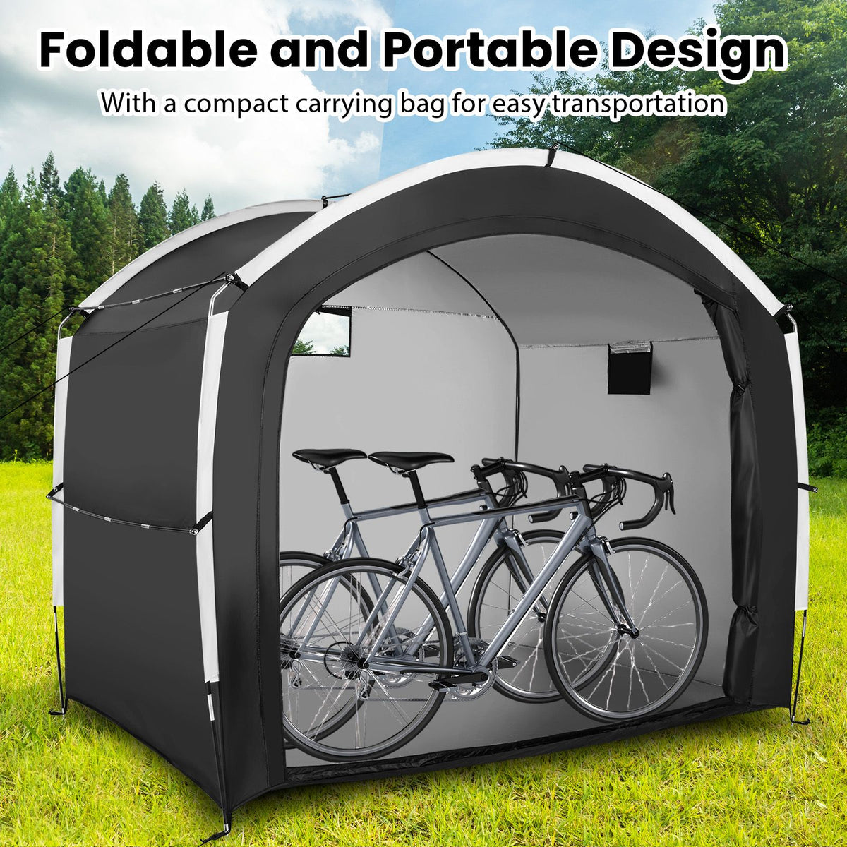 Bike Storage Shed Tent with PU4000MM Waterproof 210D Oxford Fabric for 5 Bikes