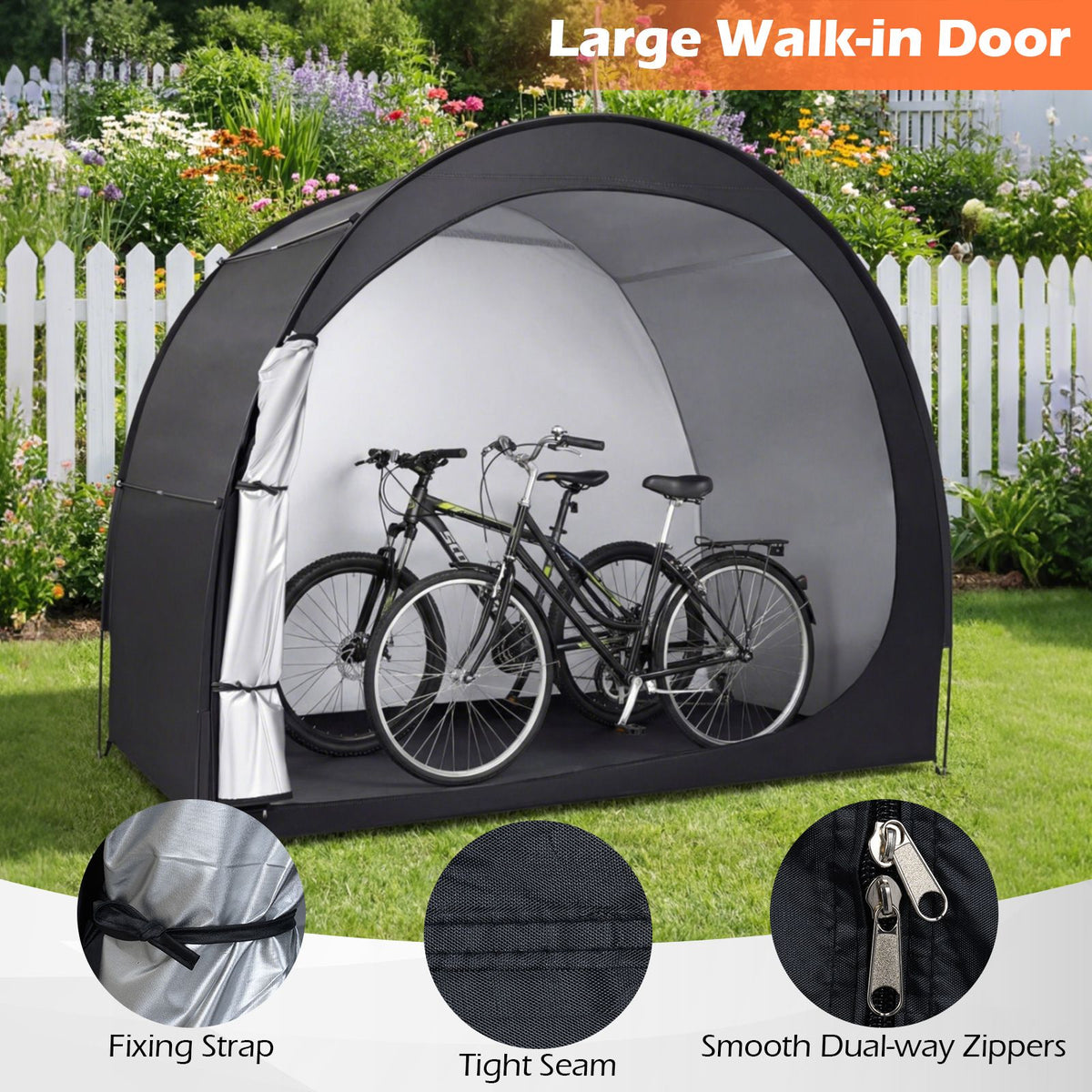 Bike Storage Tent Portable Bicycle Shed with Waterproof 210D PU-coated Oxford Fabric