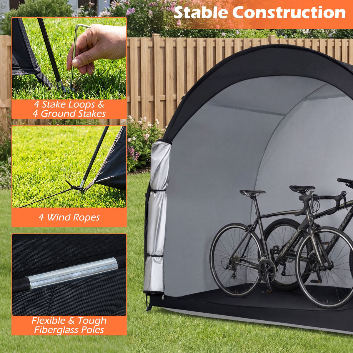 Bike Storage Tent Portable Bicycle Shed with Waterproof 210D PU-coated Oxford Fabric