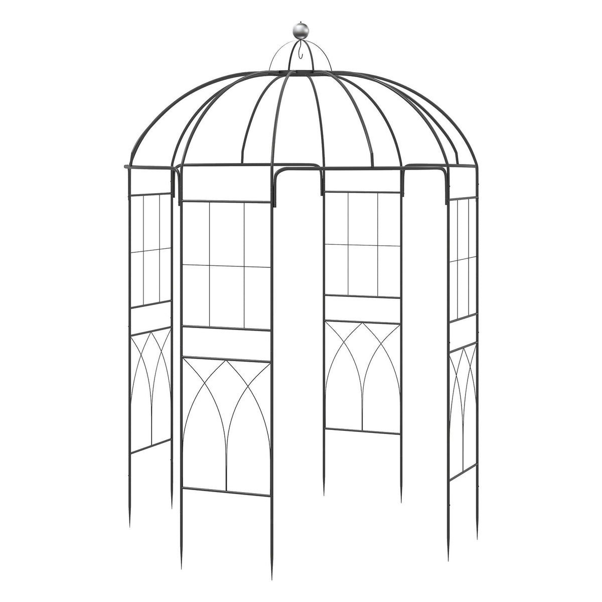 Birdcage Shape Metal Gazebo Pergola 203 x 203 x 296 cm with Hanging Hook