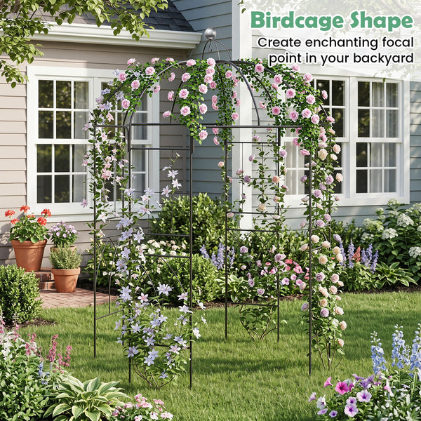 Birdcage Shape Metal Gazebo Pergola 203 x 203 x 296 cm with Hanging Hook