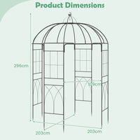 Birdcage Shape Metal Gazebo Pergola 203 x 203 x 296 cm with Hanging Hook