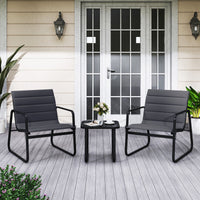 3 Pieces Bistro Set with Detachable Cushions and Sturdy Metal Legs