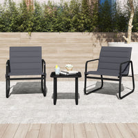 3 Pieces Bistro Set with Detachable Cushions and Sturdy Metal Legs