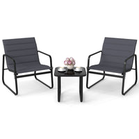 3 Pieces Bistro Set with Detachable Cushions and Sturdy Metal Legs