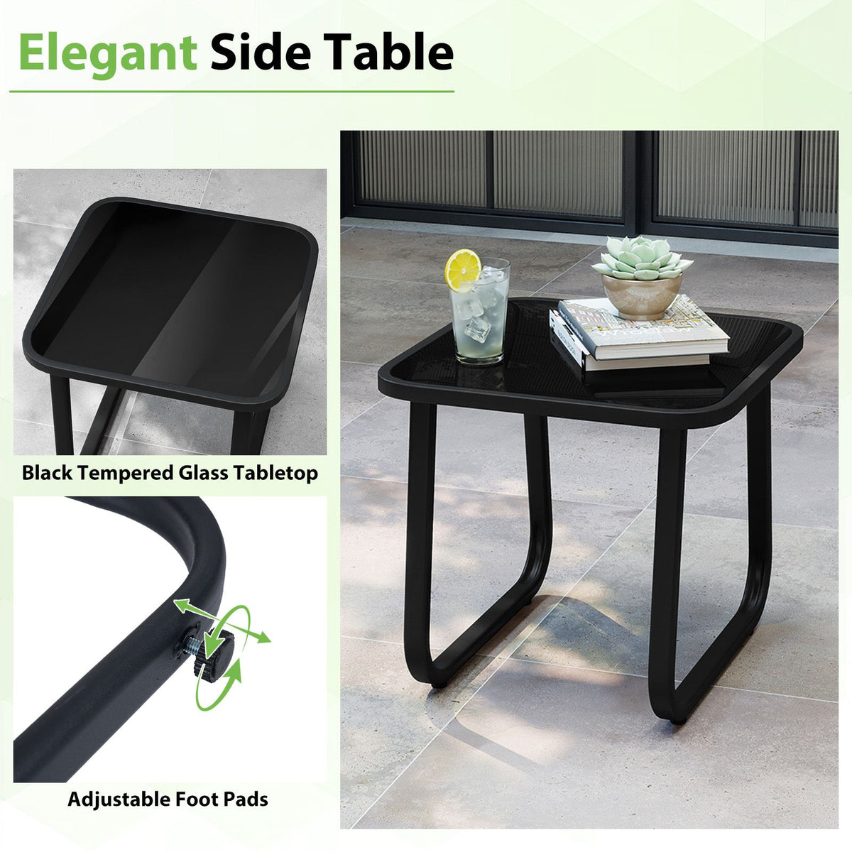 3 Pieces Bistro Set with Detachable Cushions and Sturdy Metal Legs