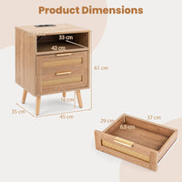 Boho Nightstand with Charging Station and RGB LED Light Strip