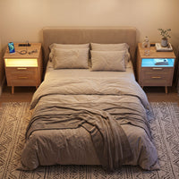 Boho Nightstand with Charging Station and RGB LED Light Strip