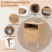 Boho Nightstand with Charging Station and RGB LED Light Strip