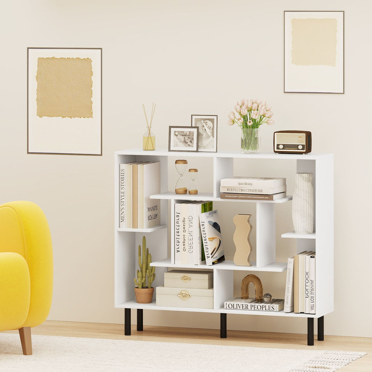 Bookshelf with Metal Legs for Bedroom and Living Room