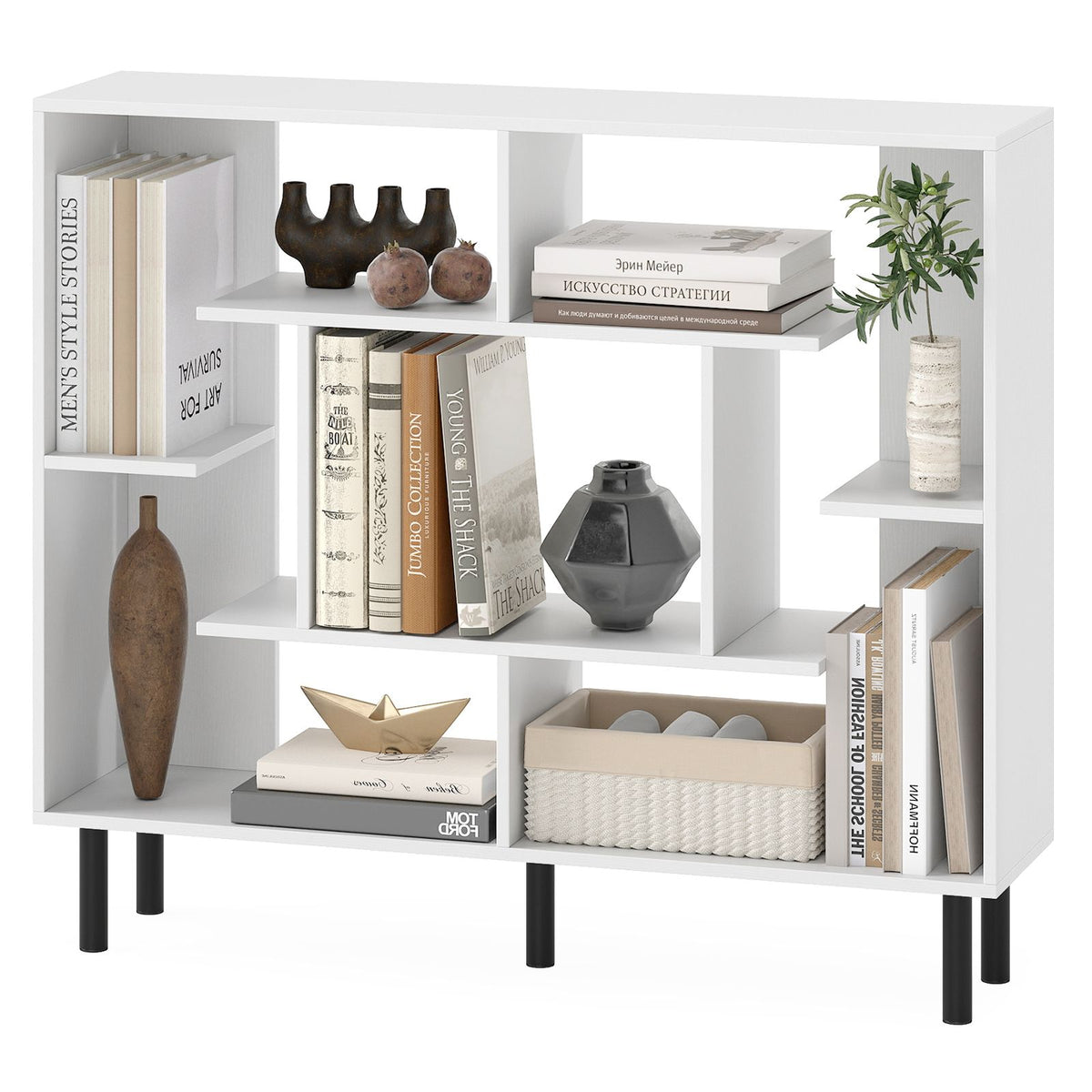 Bookshelf with Metal Legs for Bedroom and Living Room