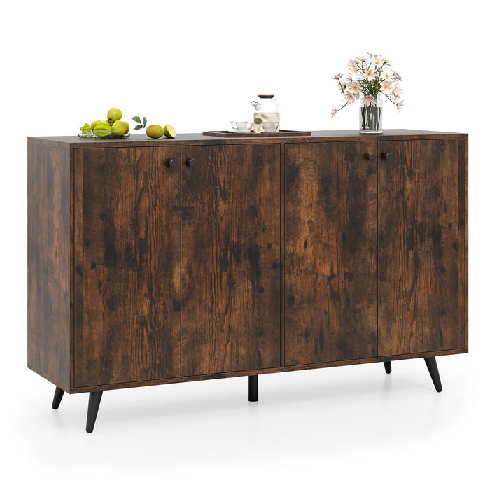 Mid Century Modern Buffet Sideboard with 4 Doors and Adjustable Shelves
