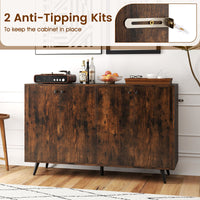 Mid Century Modern Buffet Sideboard with 4 Doors and Adjustable Shelves