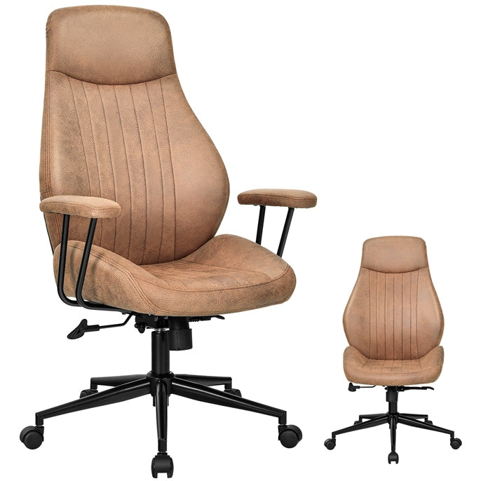 Giantex Ergonomic Office Chair, Suede Fabric Executive Chair w/ High Backrest