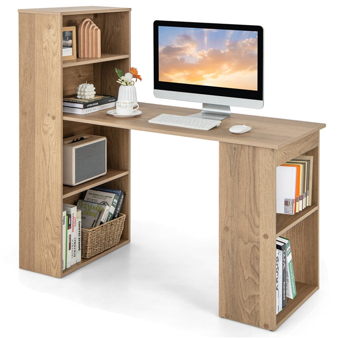 Giantex Reversible Computer Desk with Bookshelf