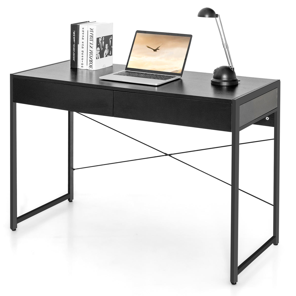 Giantex Computer Desk, Home Office Desk w/ 2 Drawers & Sturdy Steel Frame