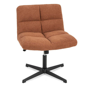 Giantex Cross Legged Office Chair Armless Office Desk Chair w/Imitation Lamb Fleece