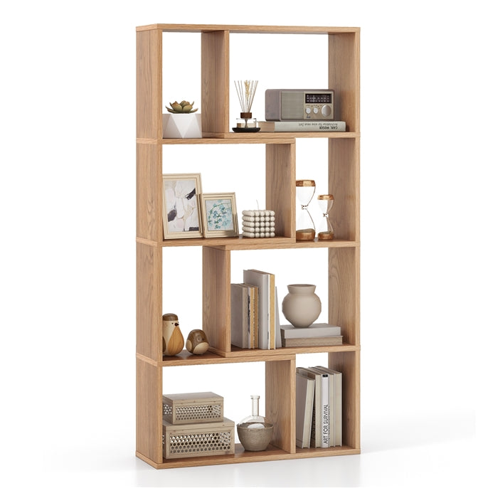 120cm 4-Tier Geometric Bookshelf 8-Cube Floor Display Bookcase Storage Organizer