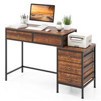 Computer Desk w/ 5 Drawers Home Office Desk Heavy-duty Metal Frame Working Desk