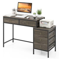 Computer Desk w/ 5 Drawers Home Office Desk Heavy-duty Metal Frame Working Desk