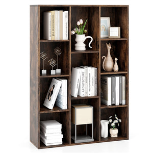 11-Cube Bookcase, Modern Geometric Bookshelf, Multifunctional Book Storage Organizer Display Cabinet with Anti-tipping Kits for Living Room, Bedroom, Study