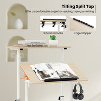 Giantex Mobile Standing Desk, Height Adjustable Sit Stand Desk, 2-Tier Home Office Computer Workstation