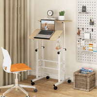 Giantex Mobile Standing Desk, Height Adjustable Sit Stand Desk, 2-Tier Home Office Computer Workstation