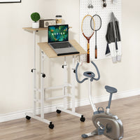Giantex Mobile Standing Desk, Height Adjustable Sit Stand Desk, 2-Tier Home Office Computer Workstation