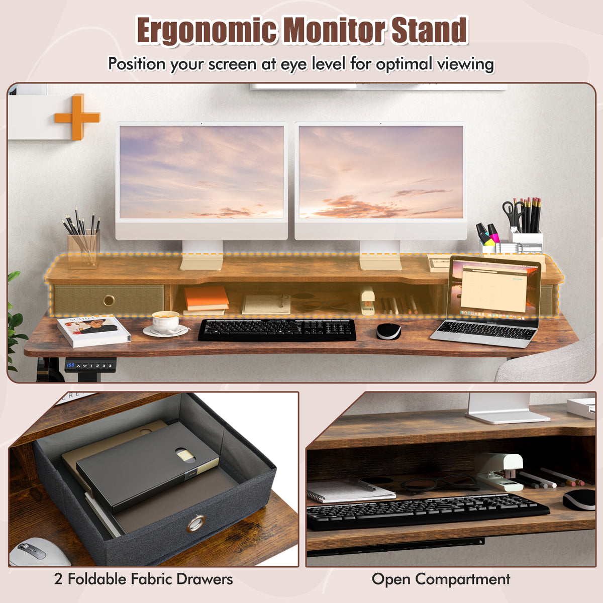 Electric Standing Desk Height Adjustable Stand Up Desk Home Office Computer Desk