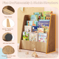 4-Tier Kids Wooden Bookshelf, Front Facing Children Display Bookcase with Deep Compartments