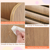 4-Tier Kids Wooden Bookshelf, Front Facing Children Display Bookcase with Deep Compartments