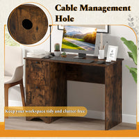 Giantex Computer Desk with Drawers, Home Office Desk with Charging Station, Modern Study Writing Desk with Cable Hole