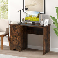 Giantex Computer Desk with Drawers, Home Office Desk with Charging Station, Modern Study Writing Desk with Cable Hole