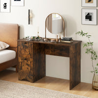 Giantex Computer Desk with Drawers, Home Office Desk with Charging Station, Modern Study Writing Desk with Cable Hole