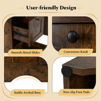 Giantex Computer Desk with Drawers, Home Office Desk with Charging Station, Modern Study Writing Desk with Cable Hole