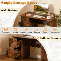 Giantex Computer Desk with Drawers, Home Office Desk with Charging Station, Modern Study Writing Desk with Cable Hole