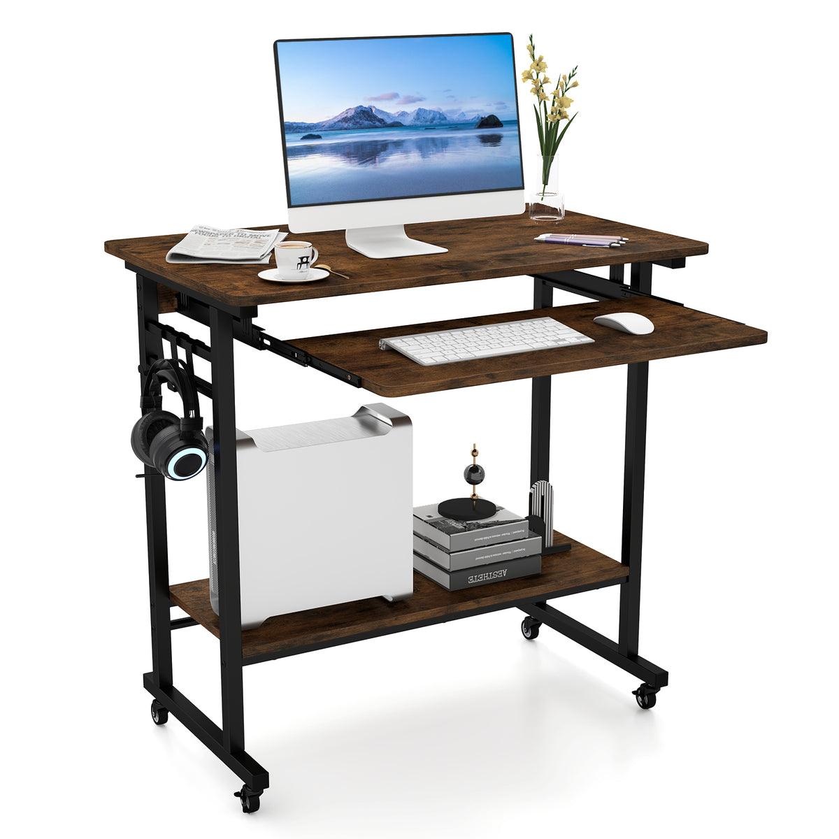 Giantex Mobile Computer Desk w/Keyboard Tray