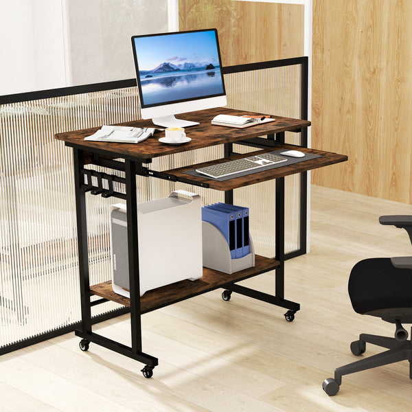 Giantex Mobile Computer Desk w/Keyboard Tray