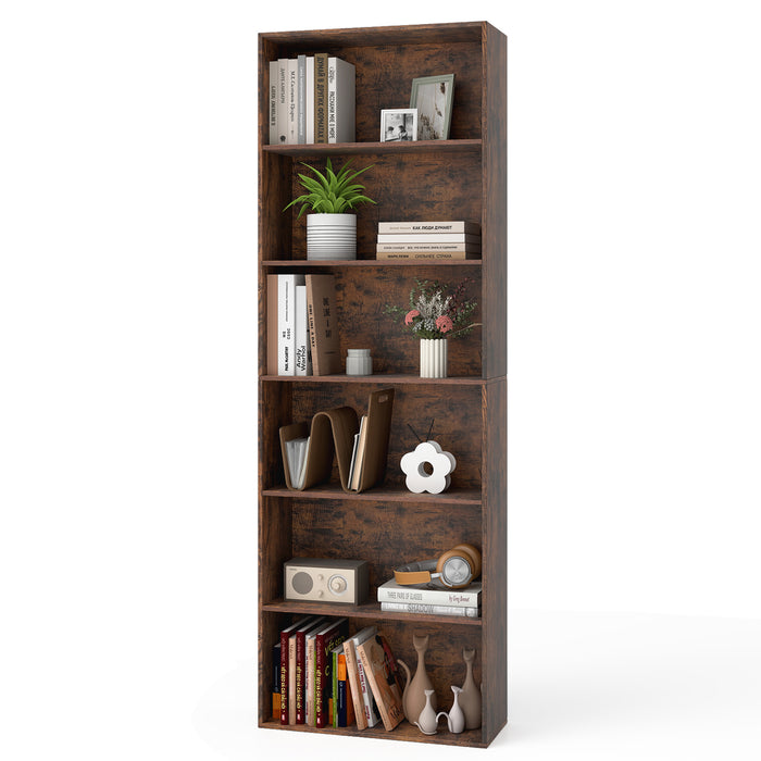 6-Tier Open Bookcase, 178 cm Tall Floor Standing Book Storage Organizer