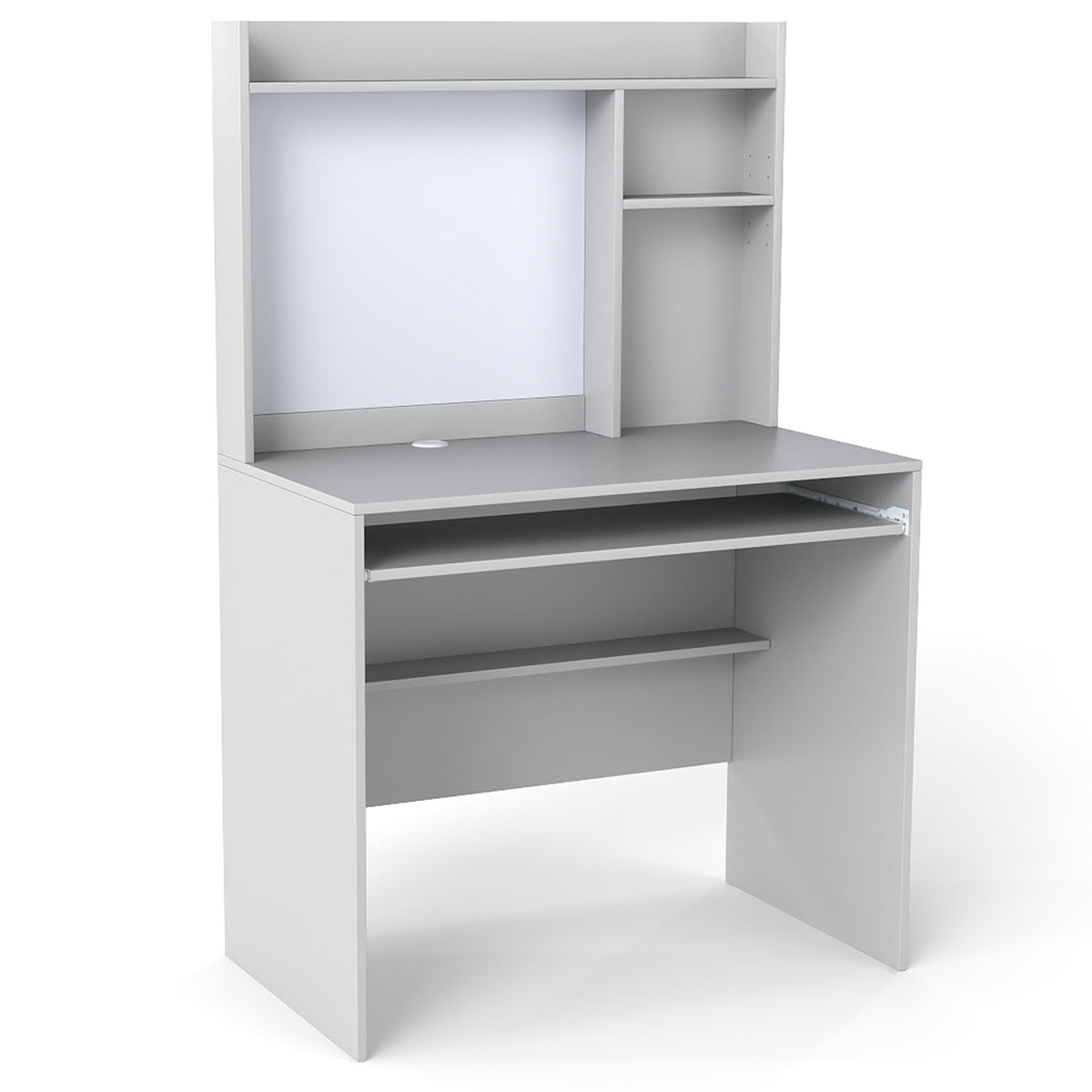 Computer Desk w/ Magnetic Bulletin Board, Home Office Desk w/ Hutch & Keyboard Tray, Modern Writing Table