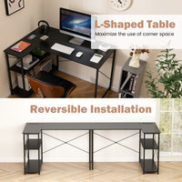 L-shaped Desk w/ Power Outlet Computer Desk Corner Gaming Desk for Home & Office