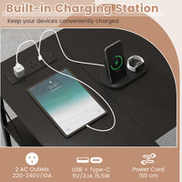 L-shaped Desk w/ Power Outlet Computer Desk Corner Gaming Desk for Home & Office