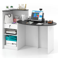 Modern Reception Desk, Front Counter Desk with Oval Tabletop