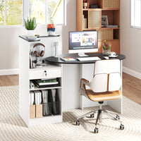 Modern Reception Desk, Front Counter Desk with Oval Tabletop